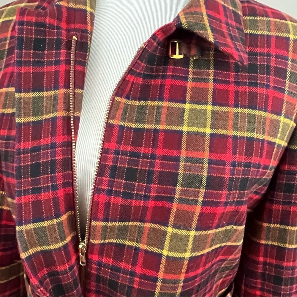 Burberry Red Tartan Plaid Crop Zip Wool Jacket 6 - Picture 4 of 10